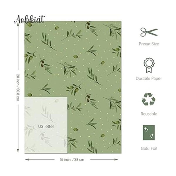 Aobkiat 24 piezas de papel de regalo verde marrón papel_3