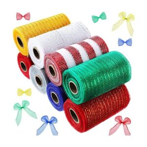 Dingion 8 rollos de cinta de malla de Navidad para coronas