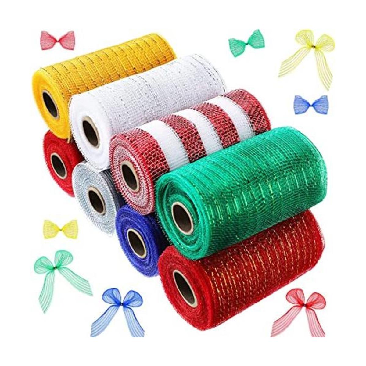 Dingion 8 rollos de cinta de malla de Navidad para coronas
