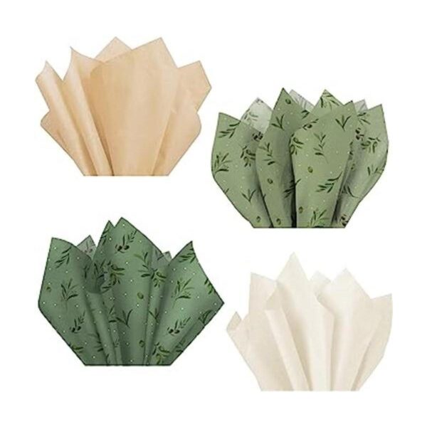 Aobkiat 24 piezas de papel de regalo verde marrón papel_1