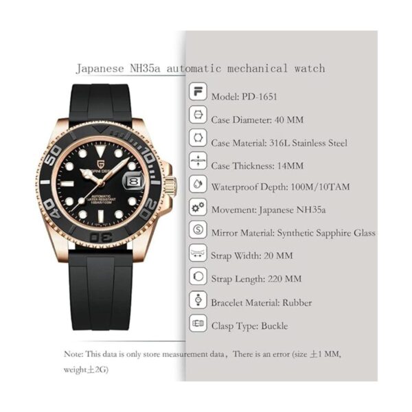Reloj de pulsera Pagani Design 1651 para hombre mecánico_3