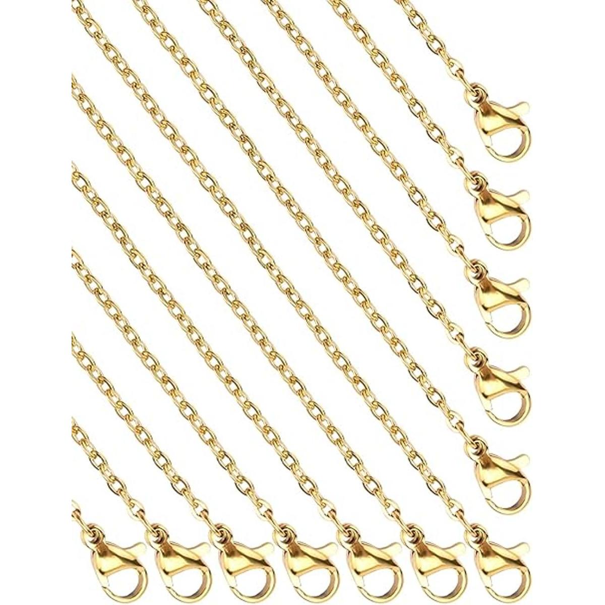 24 cadenas planas de acero inoxidable dorado de 18