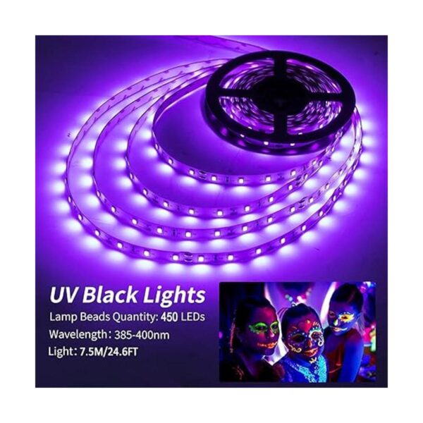 JUNWEN Kit de tira de luces LED de luz negra 24.6 pies_3