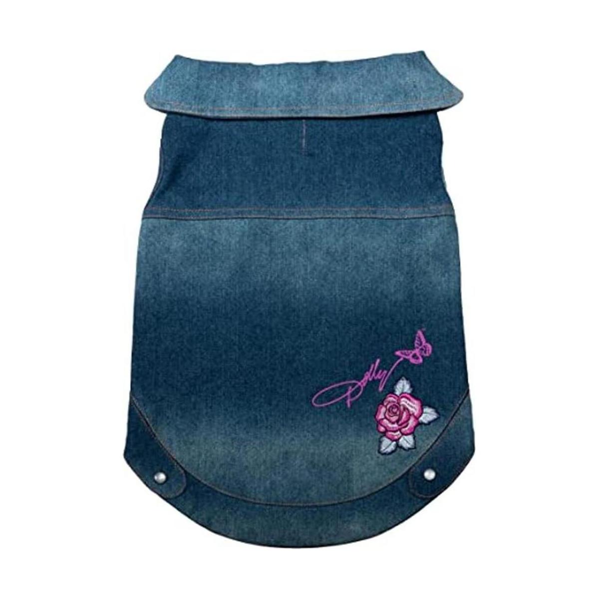 Dolly Doggy Parton Chaqueta de mezclilla azul con cuello