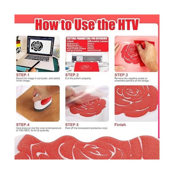 KINGSOW Rollos de vinilo HTV 10 x 4 pies color rojo_4