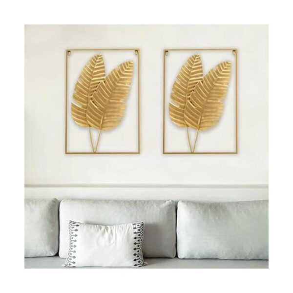 Juego de 2 decoraciones de pared de metal dorado_5