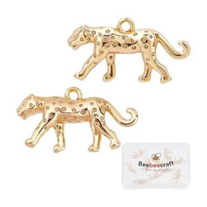 Beebeecraft 1 caja de 10 dijes de leopardo chapados en oro