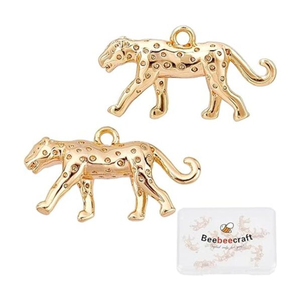 Beebeecraft 1 caja de 10 dijes de leopardo chapados en oro