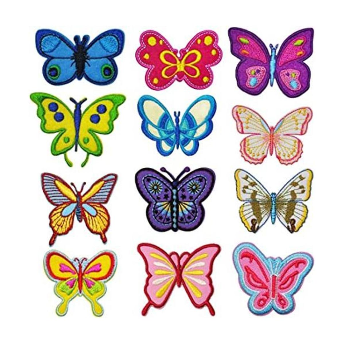 MENGSOOD 12 parches bordados de mariposas hermosos