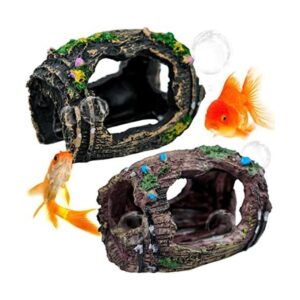 2 piezas de decoraciones de acuario de barril roto