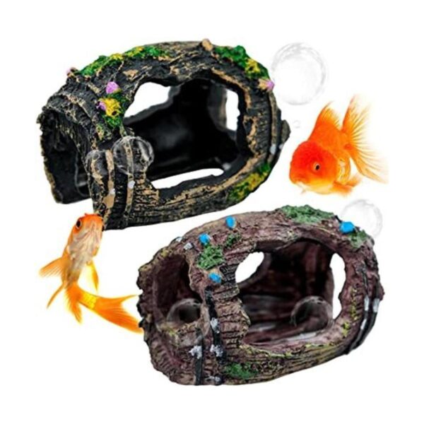 2 piezas de decoraciones de acuario de barril roto