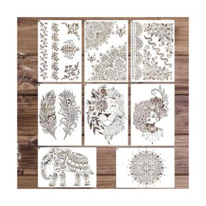 8 plantillas de mandala grandes de elefante belleza