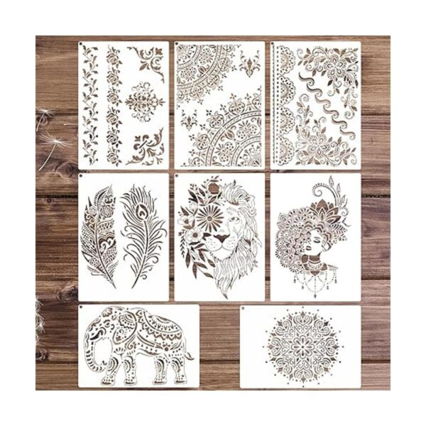 8 plantillas de mandala grandes de elefante belleza