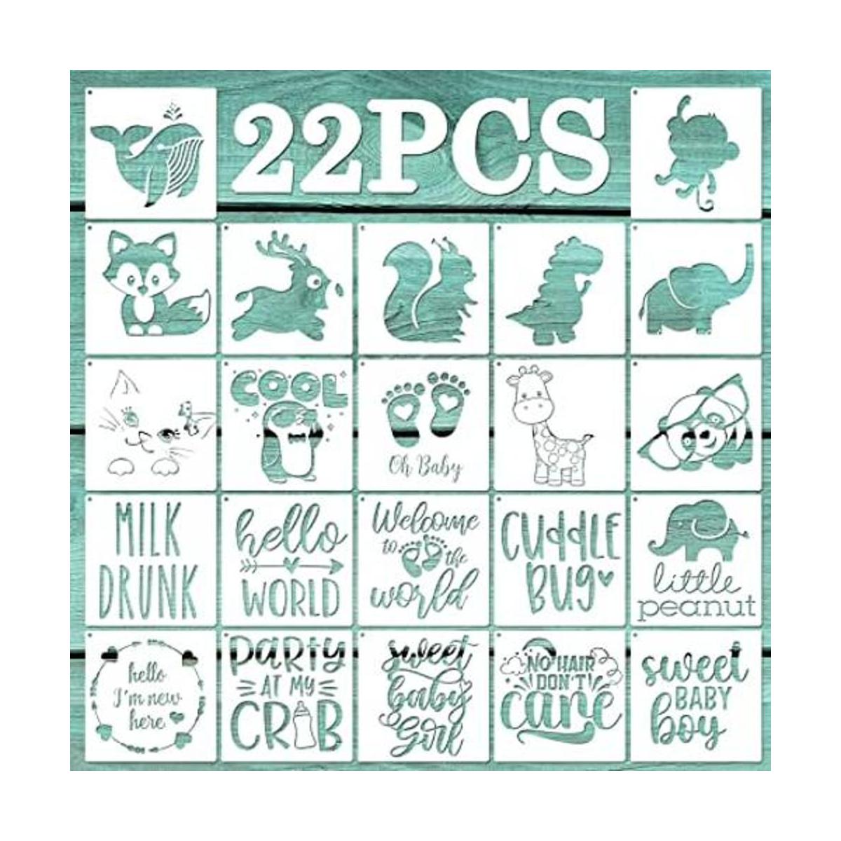 Paquete de 22 bonitas plantillas de baby shower para kit