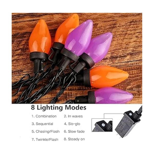 C7 Halloween Strawberry String Lights 50 LED 24Ft Orange