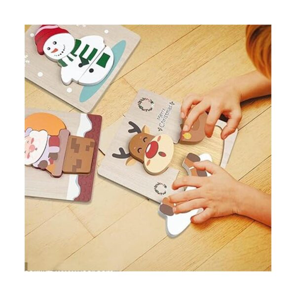 Anditoy Paquete de 4 rompecabezas de madera de Navidad_2