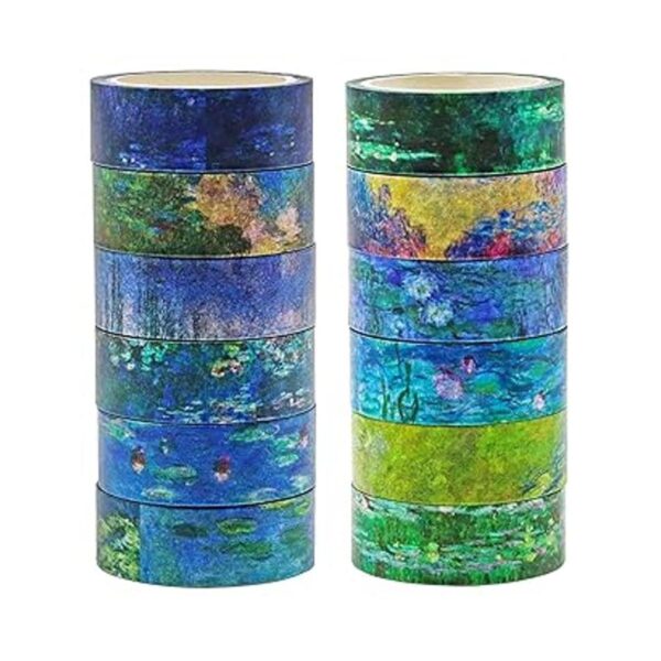 Juego de 12 rollos de cinta Washi con diseños florales