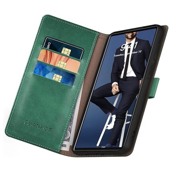 SUANPOT Funda tipo cartera PU Google Pixel 6A verde mar_4