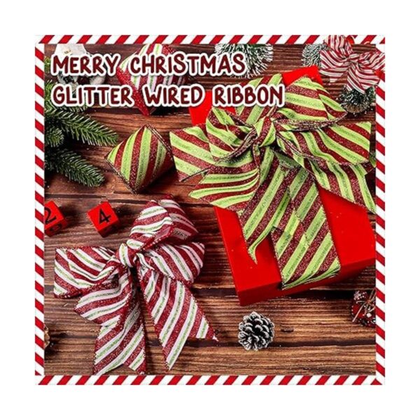 2 rollos de cinta de Navidad con alambre rojo y verde