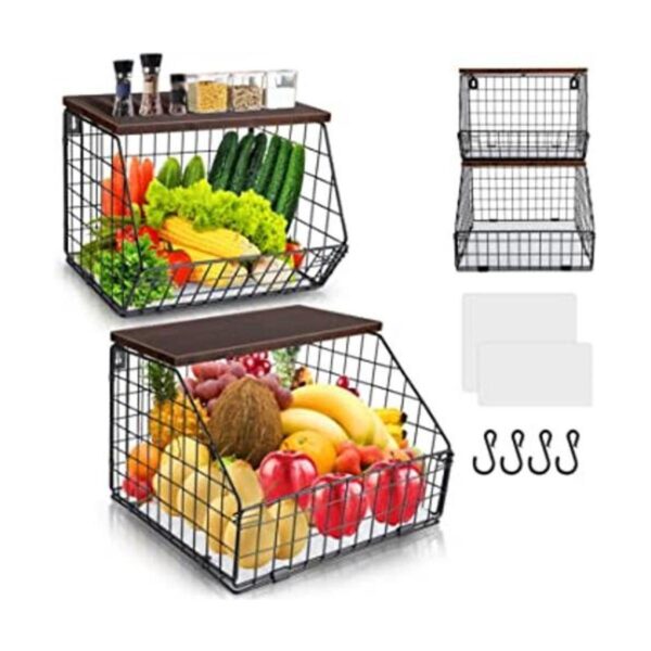Mefirt Cesta de frutas cestas de alambre de organización_1