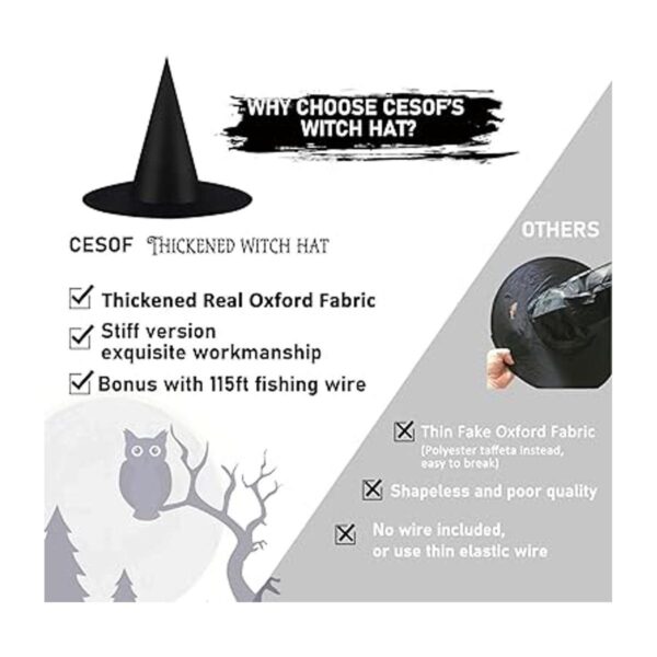 12 sombreros de bruja negros de Halloween accesorios para_2