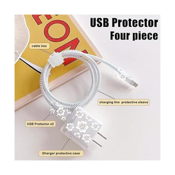 Bonito protector de cable de flores para iPhone cubierta_2