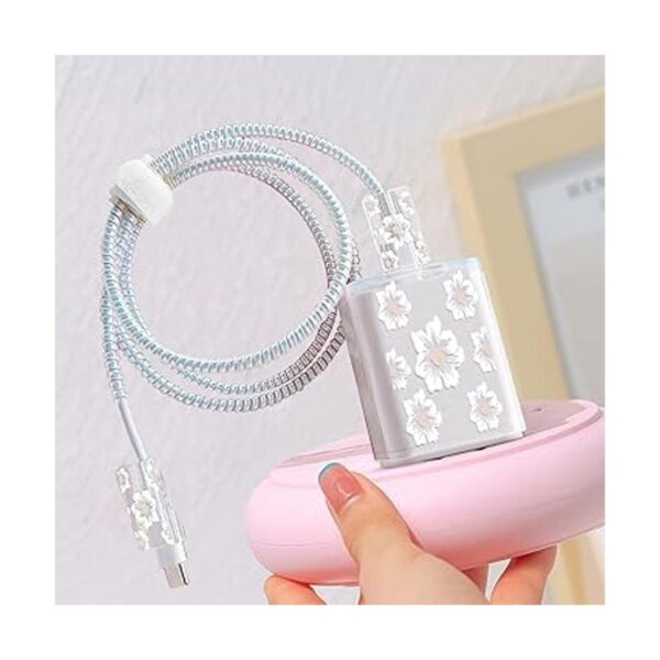 Bonito protector de cable de flores para iPhone cubierta_6
