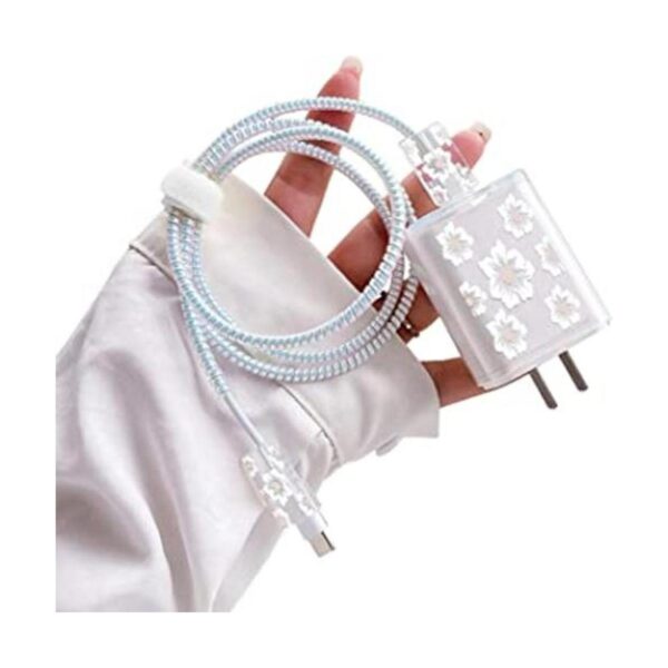 Bonito protector de cable de flores para iPhone cubierta_1
