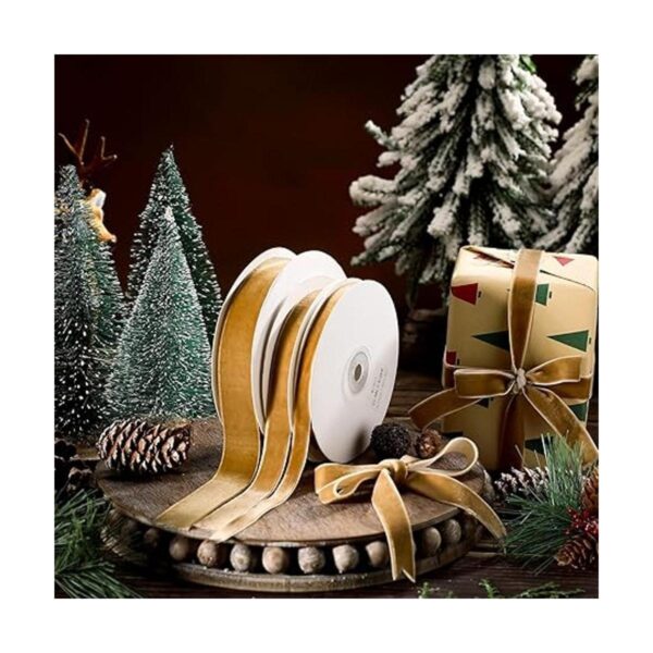 3 rollos de cinta de terciopelo vintage de Navidad cinta