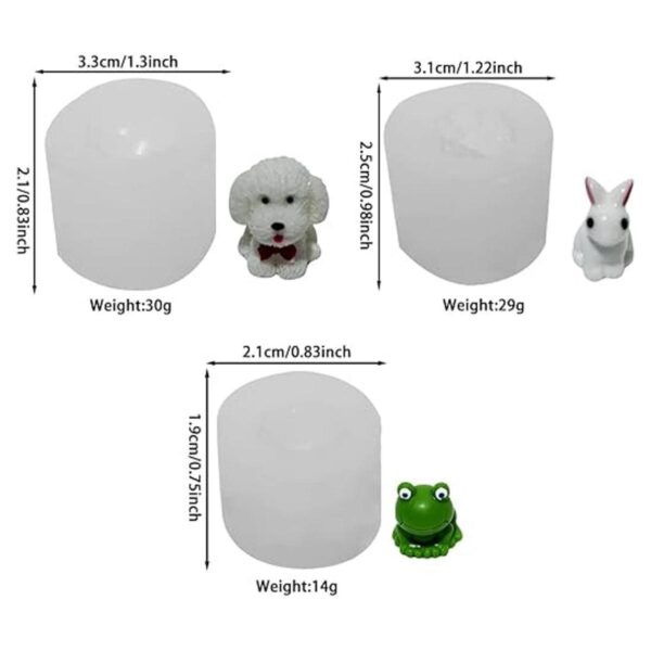 DeryArcle 3 moldes de animales mini para resina molde de