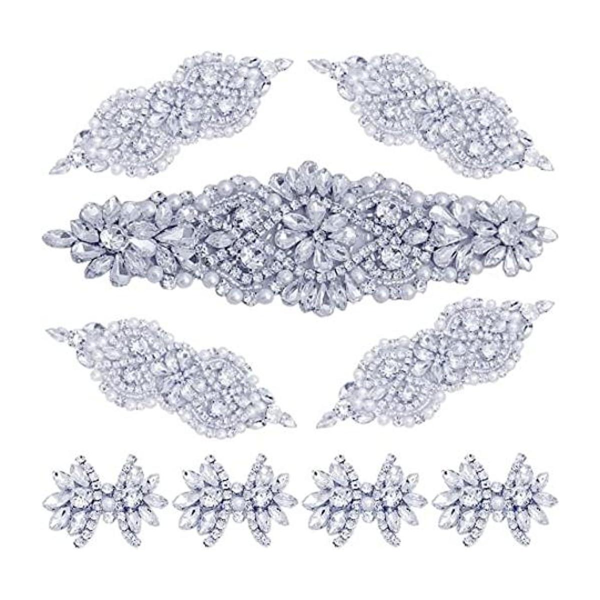 Paquete de 9 apliques de diamantes de imitación de