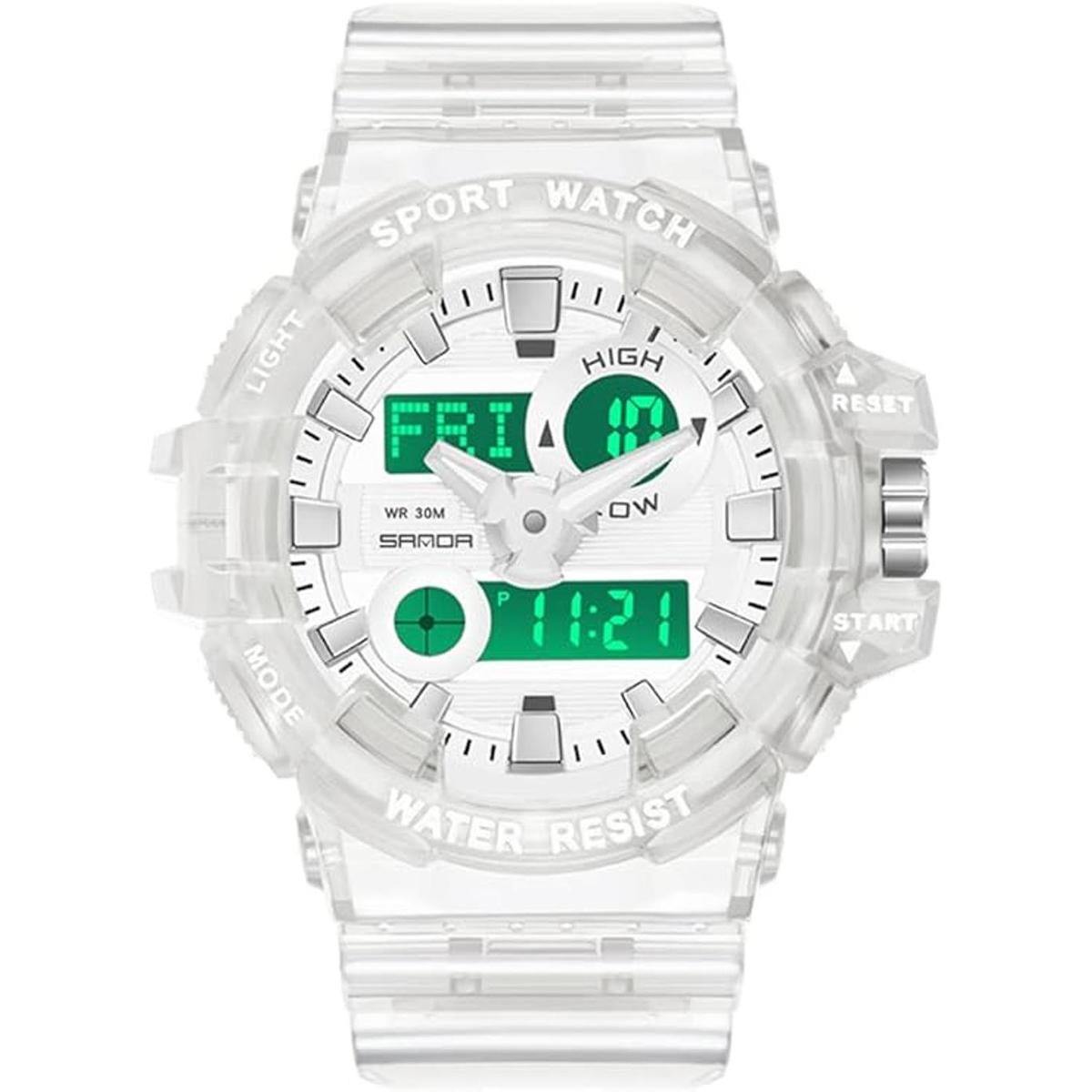 Gosasa Reloj digital multifunción transparente para