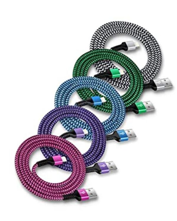 Cargador Lightning de 3 pies paquete de 5 cables USB A a_1