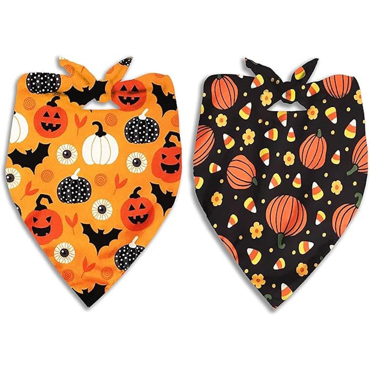 Paquete de 2 bandanas de Halloween para perros pañuelos