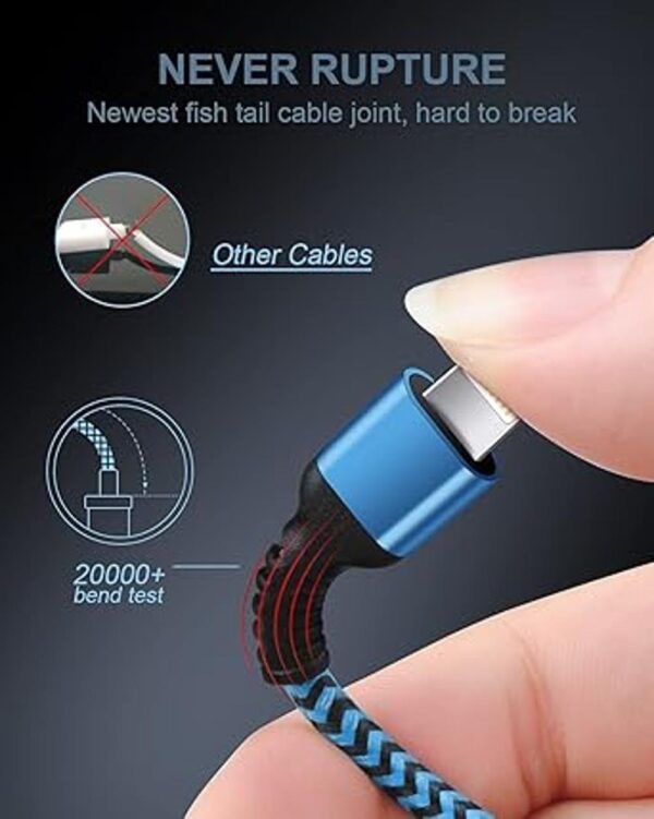 Cargador Lightning de 3 pies paquete de 5 cables USB A a_4