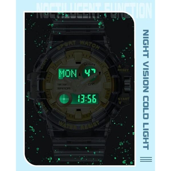 Gosasa Reloj digital multifunción transparente para