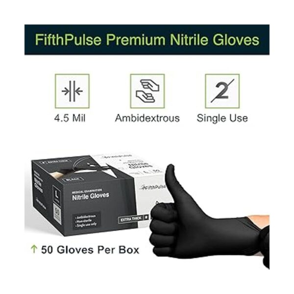 Guantes desechables de nitrilo negro grandes 50_3
