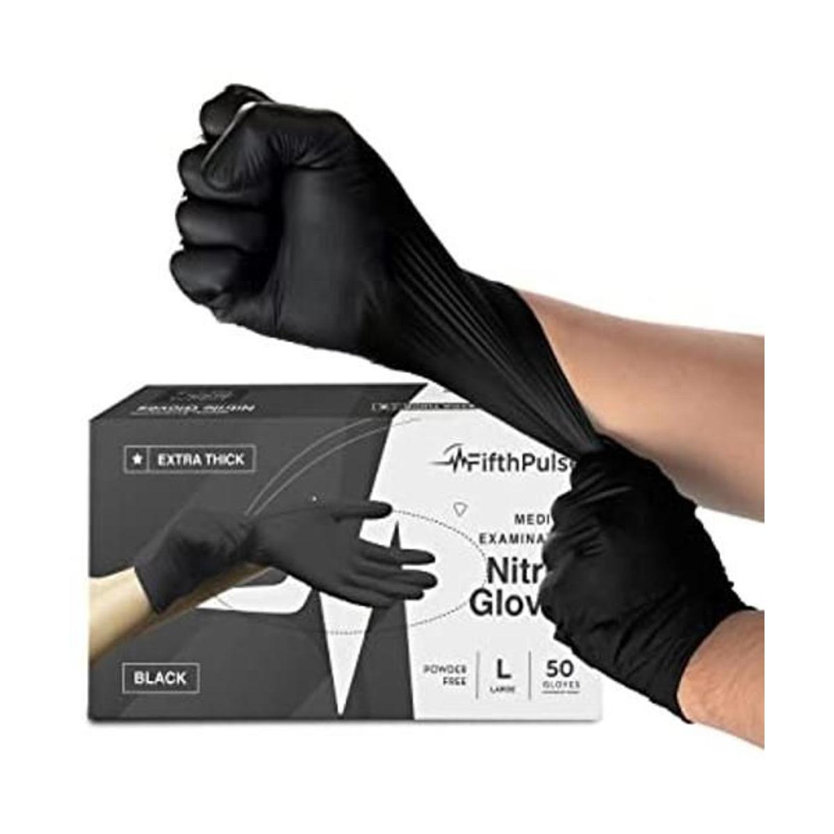 Guantes desechables de nitrilo negro grandes 50