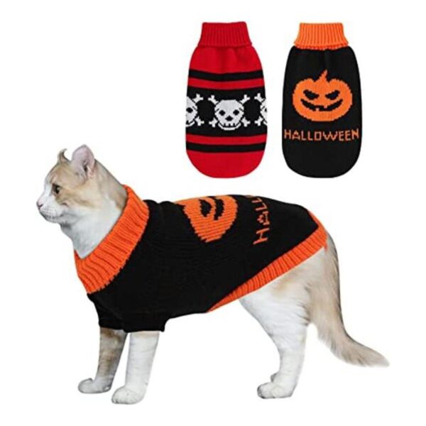 HUMLANJ Paquete de 2 suéteres de Halloween para gatos de