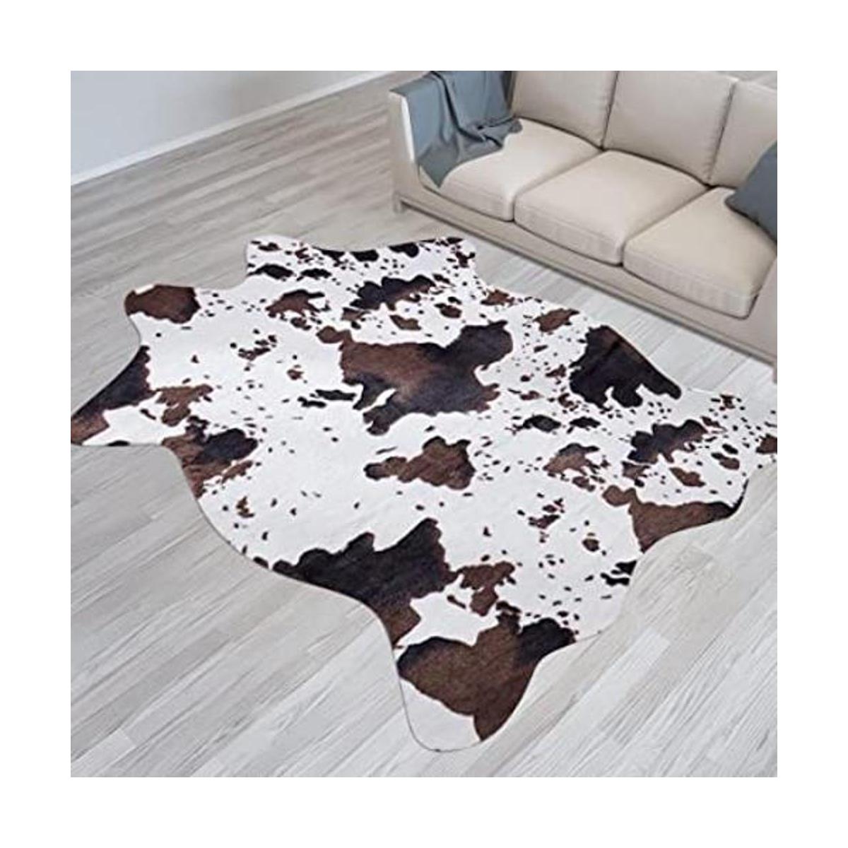 Fixseed Alfombra de piel sintética de vaca para sala de