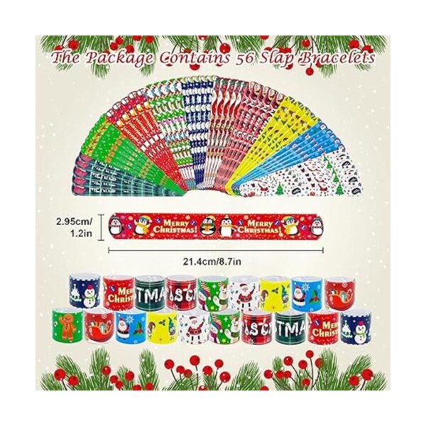 JUNEBRUSHS Paquete de 56 pulseras de bofetada de Navidad_2