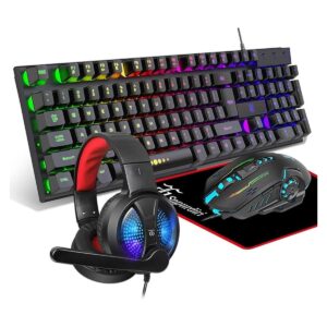 Teclado y mouse para juegos auriculares alfombrilla de