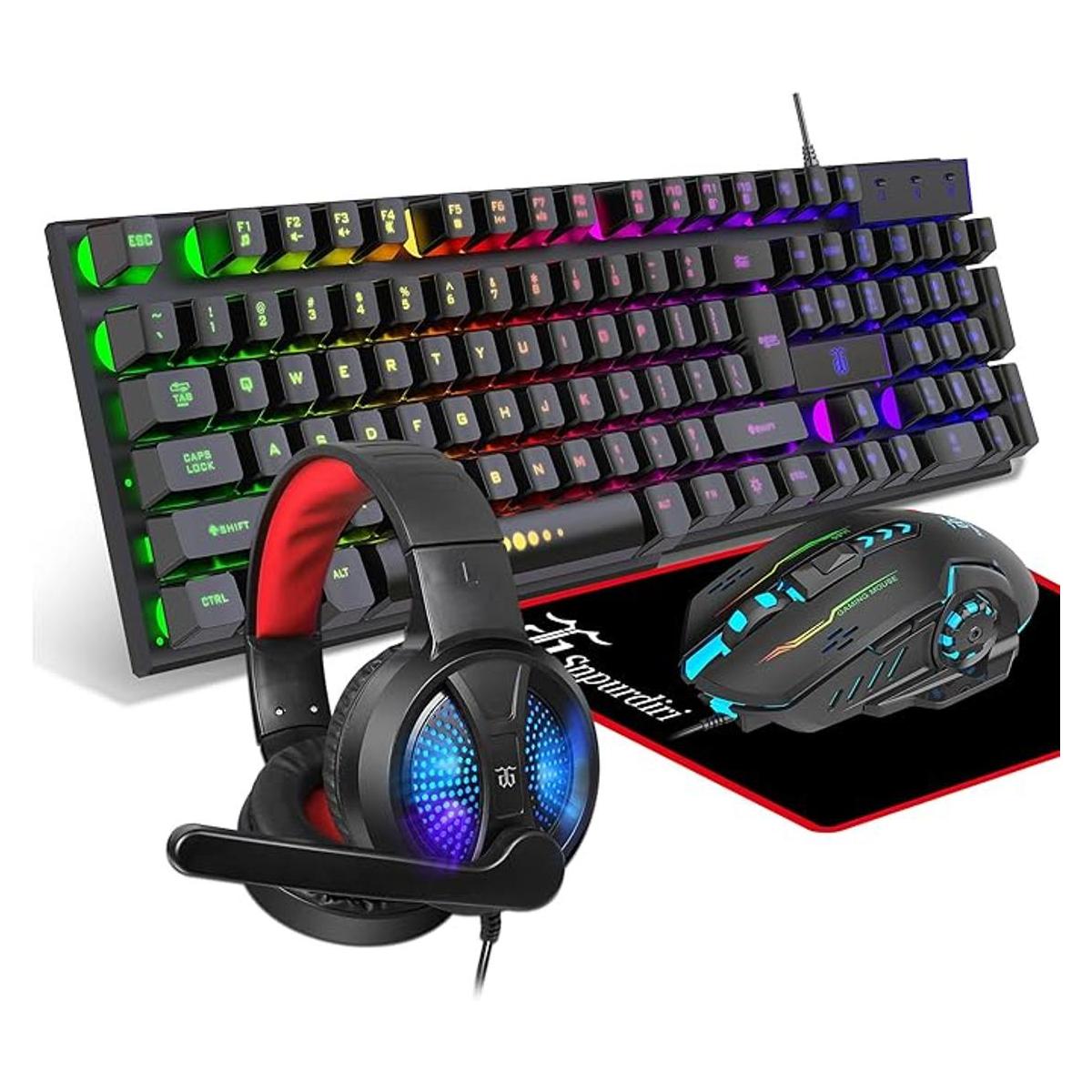 Teclado y mouse para juegos auriculares alfombrilla de