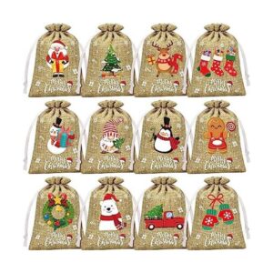 72 bolsas de regalo de arpillera de Navidad con cordón