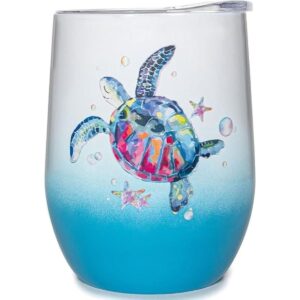 Vaso de vino aislado de tortuga marina para mujer regalo_1