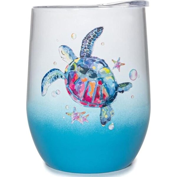 Vaso de vino aislado de tortuga marina para mujer regalo_1