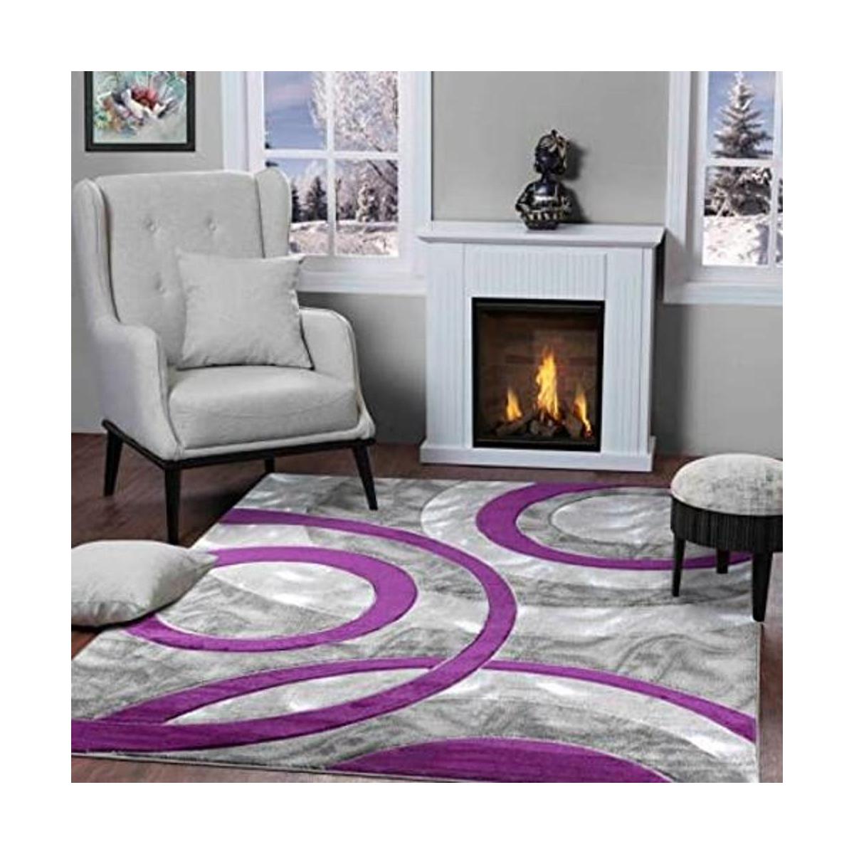 Glory Rugs Alfombra moderna de 2 x 7 pulgadas círculos