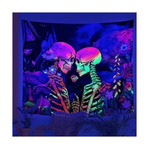 Blacklight Tapiz de calavera Trippy para colgar en la_1