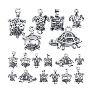 60 dijes tibetanos de tortuga marina de plata antigua