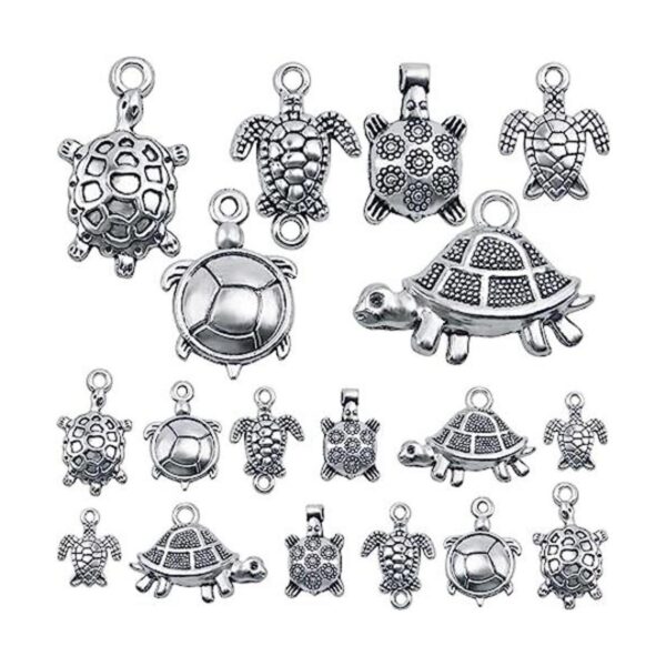 60 dijes tibetanos de tortuga marina de plata antigua